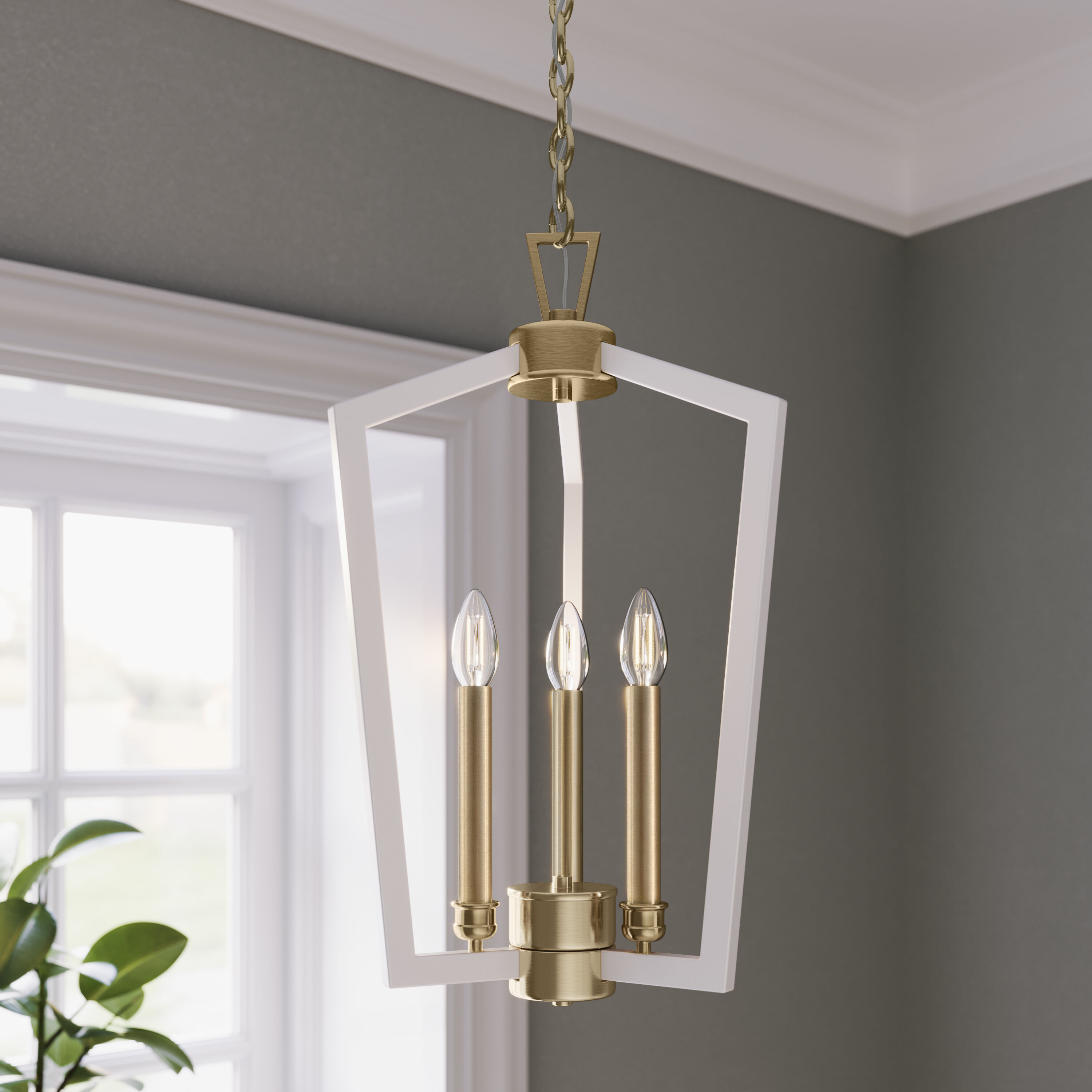 Lizabeth 3 Light 16 inch Matte White/Modern Gold Pendant Ceiling Light